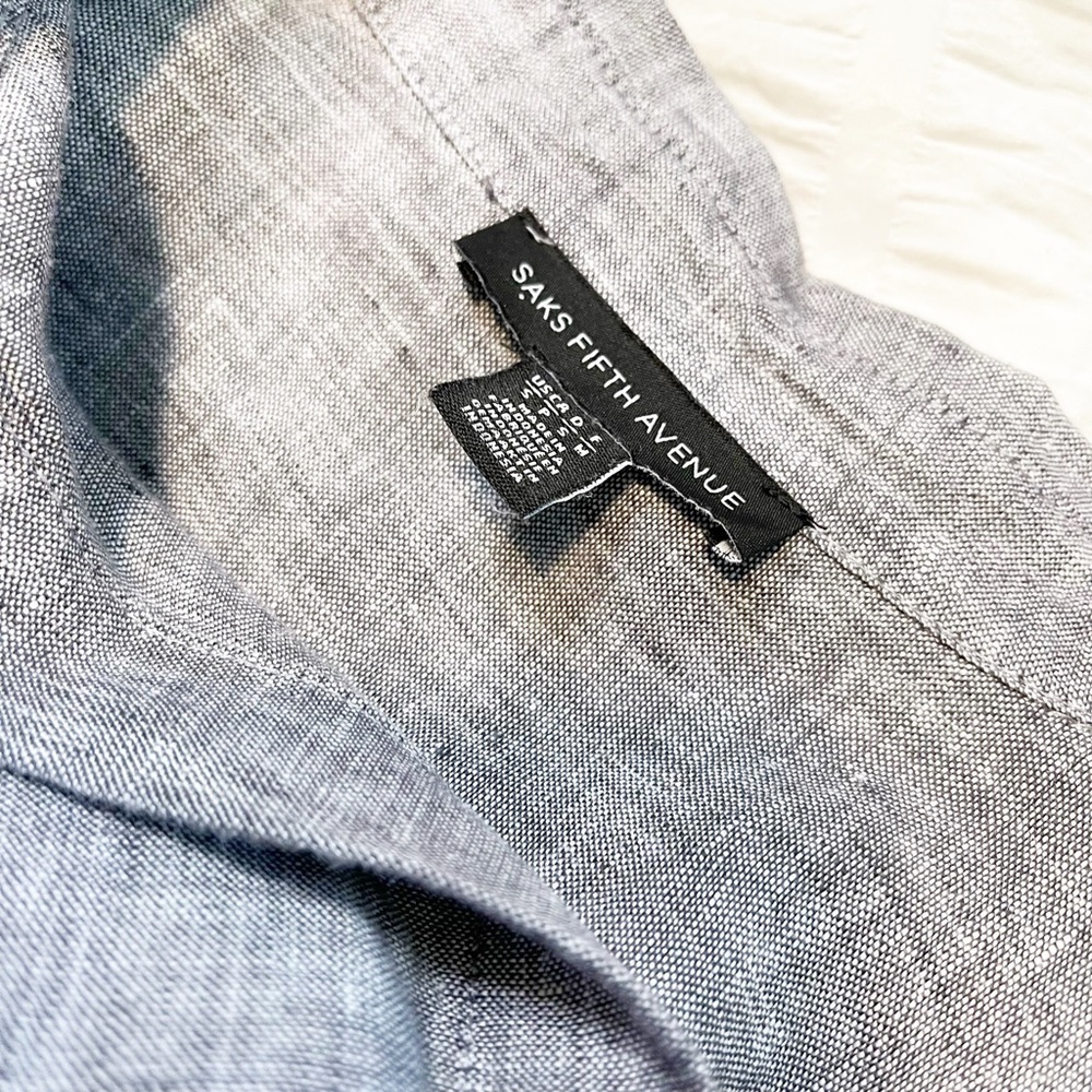 Saks Fifth Avenue Linen Long Sleeve Button Shirt - Picture 8 of 10